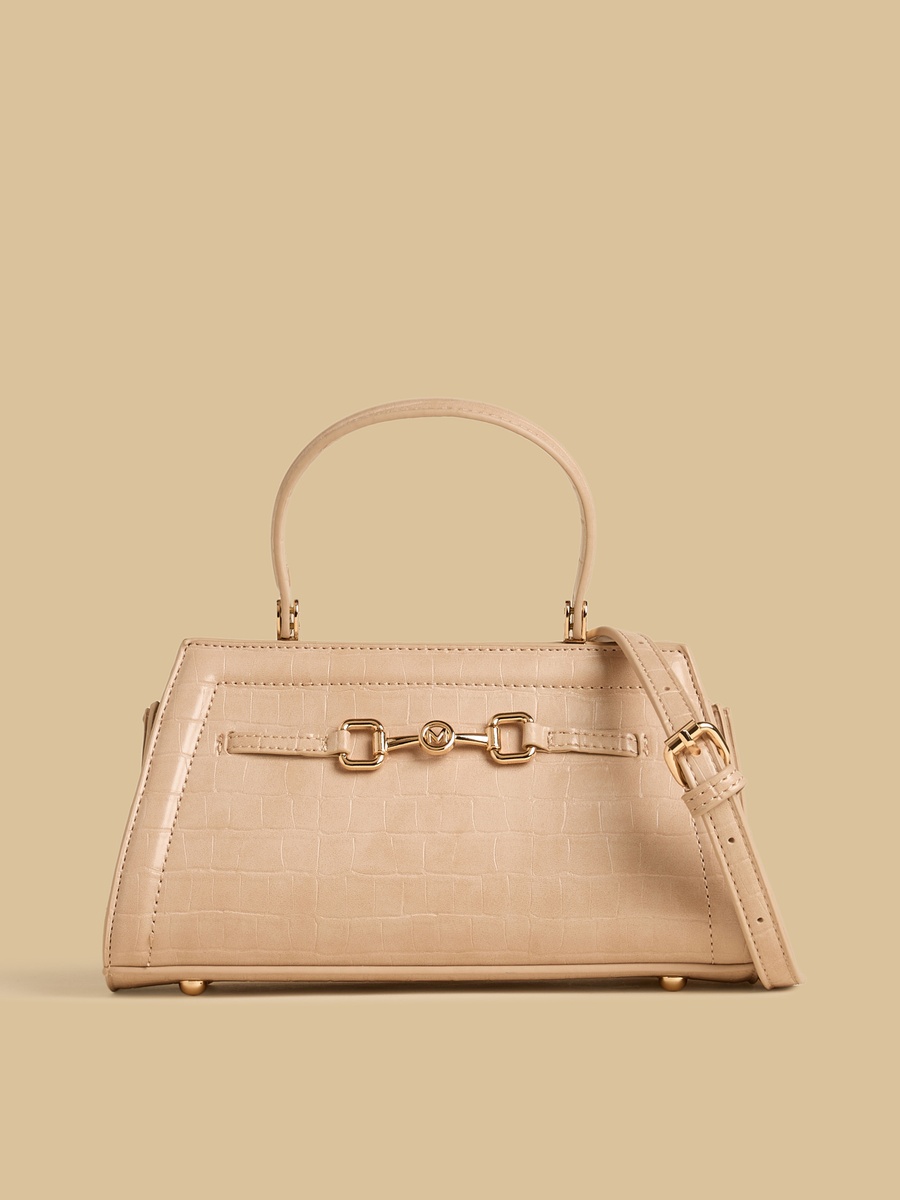 Textured Crossbody Bag with Top Handle