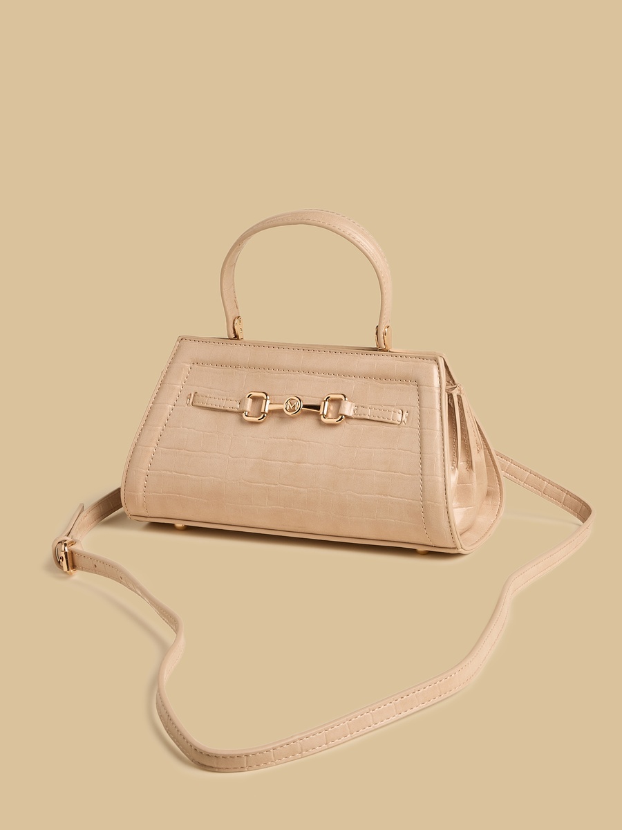 Textured Crossbody Bag with Top Handle