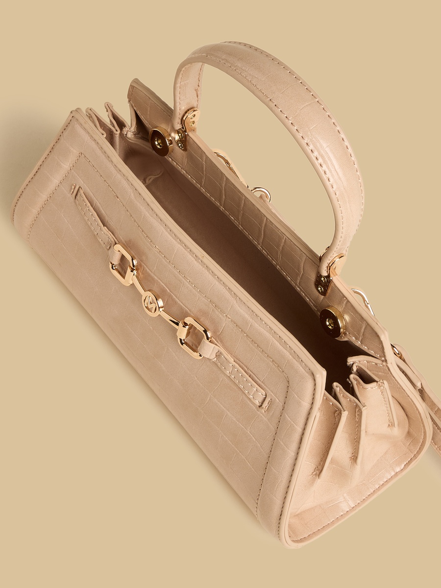 Textured Crossbody Bag with Top Handle
