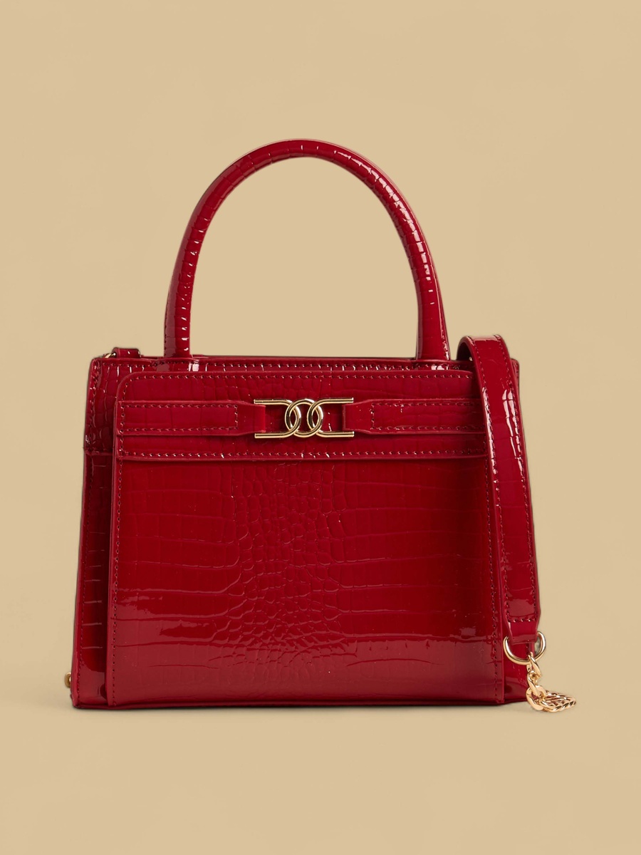 Textured Tote Bag with Top Handles