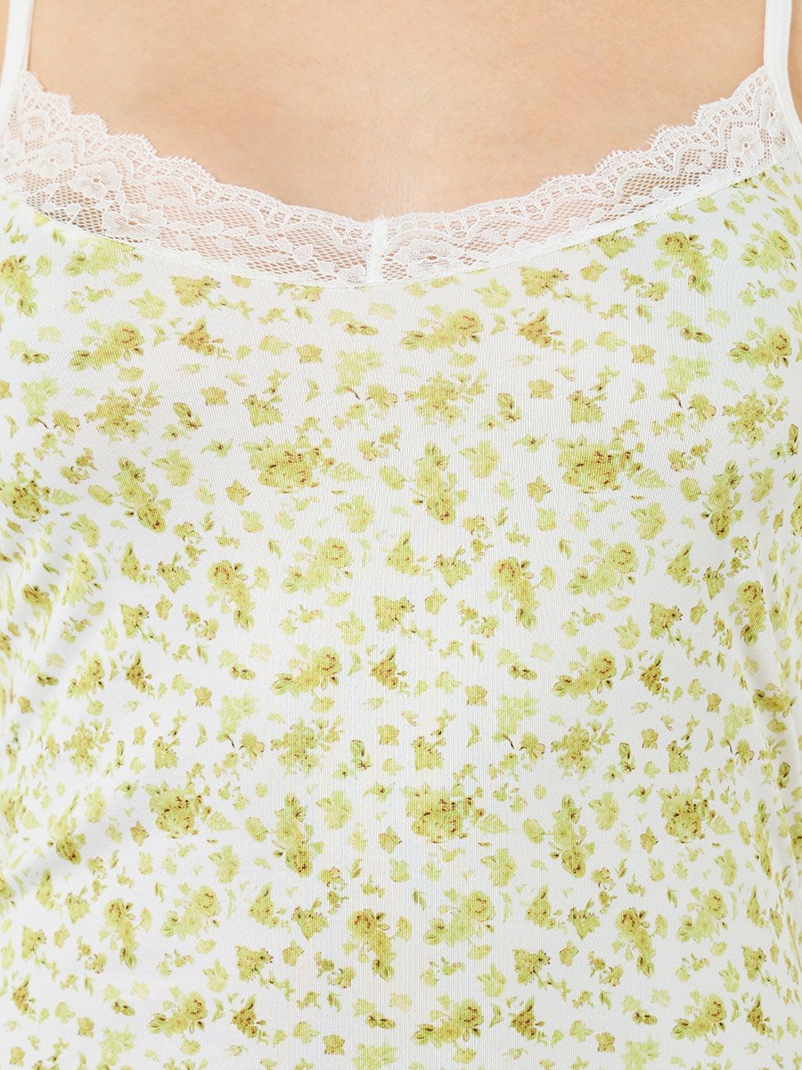 Floral Print Fitted Slip with Side Slit