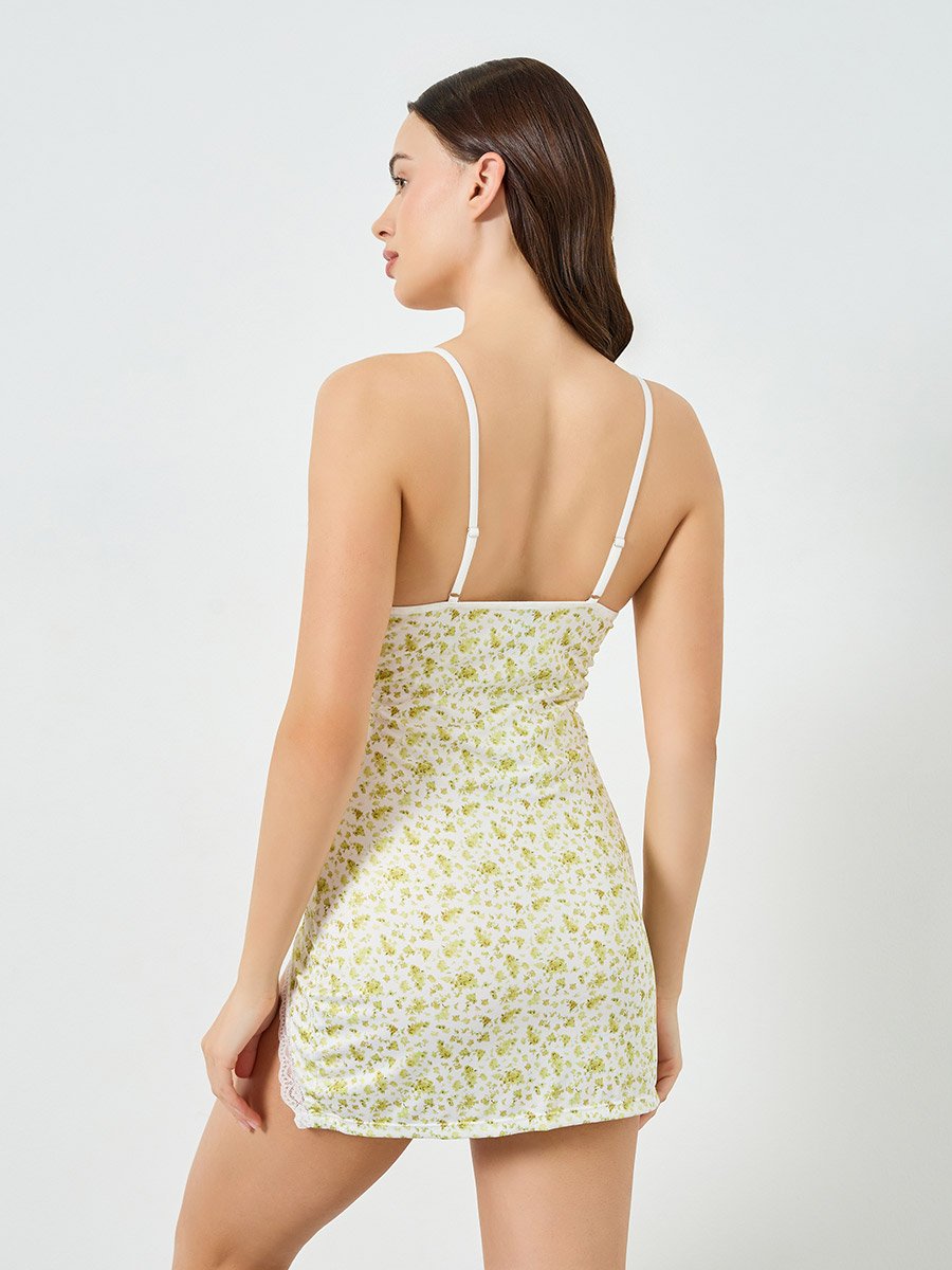 Floral Print Fitted Slip with Side Slit