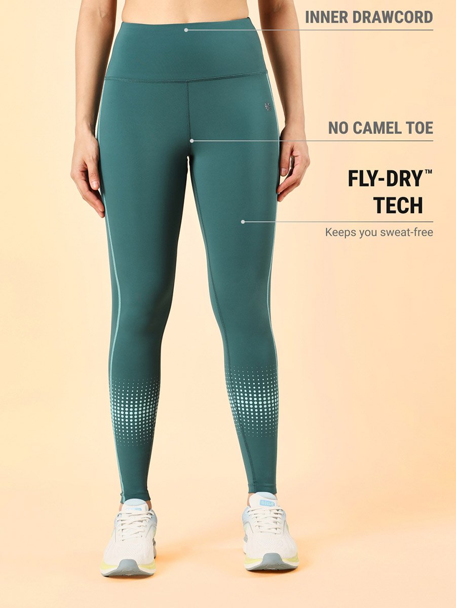 Women Teal Energy Map Printed Leggings