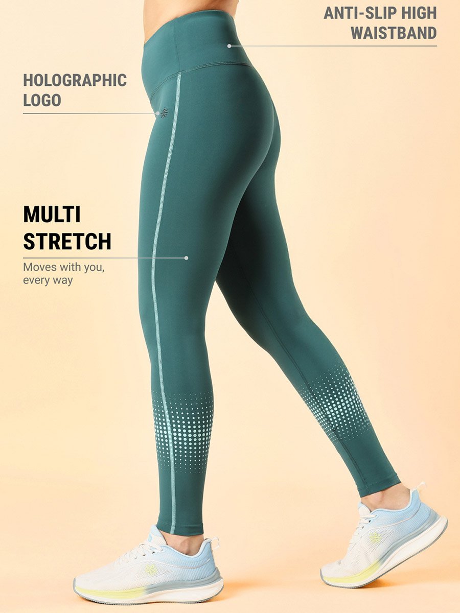 Women Teal Energy Map Printed Leggings
