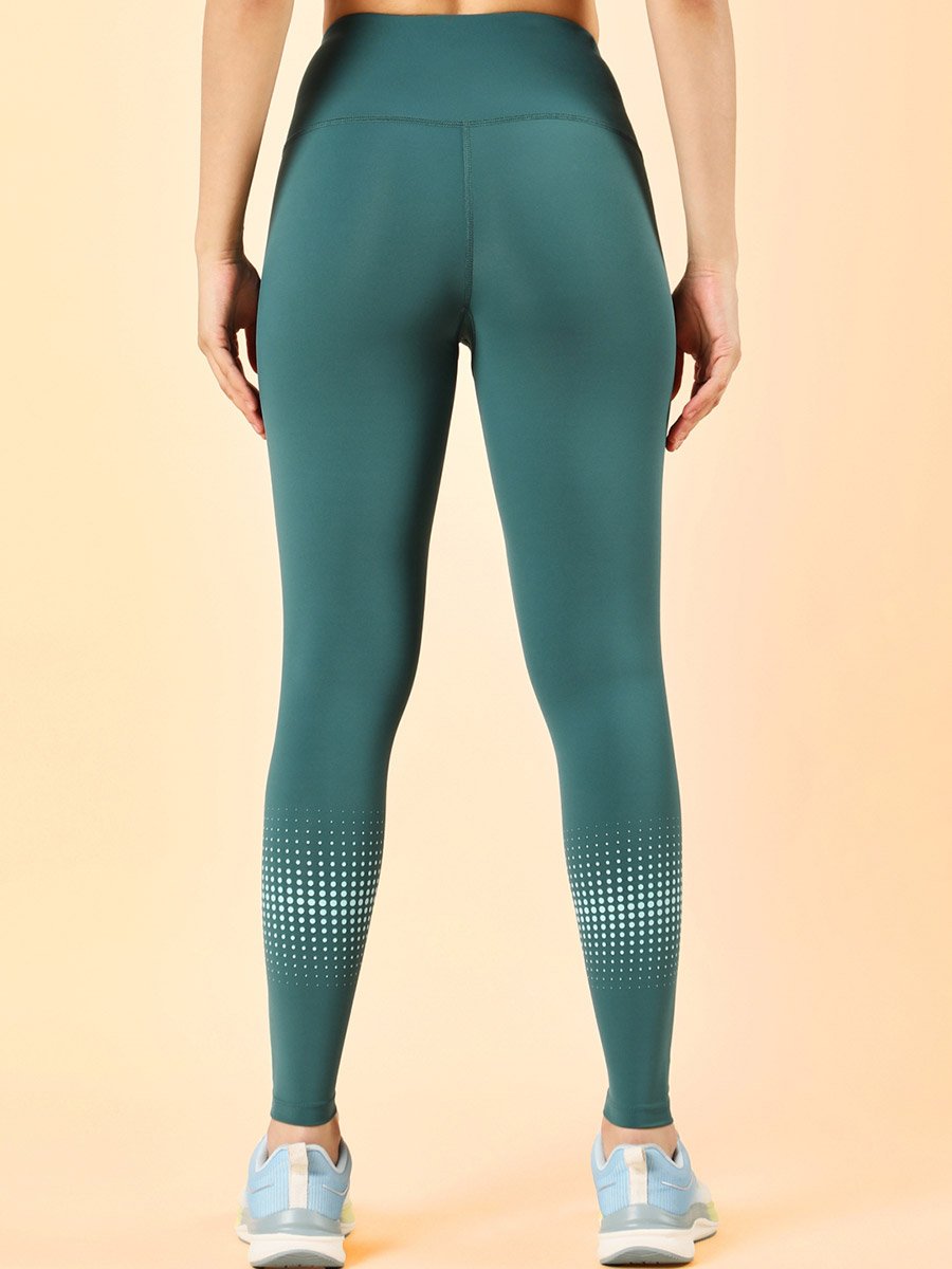 Women Teal Energy Map Printed Leggings