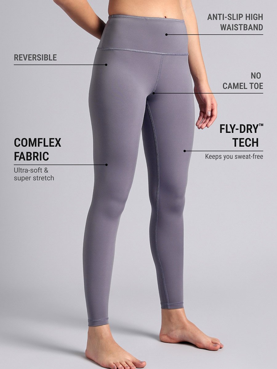 Women Dark Grey Yoga Reversible Leggings