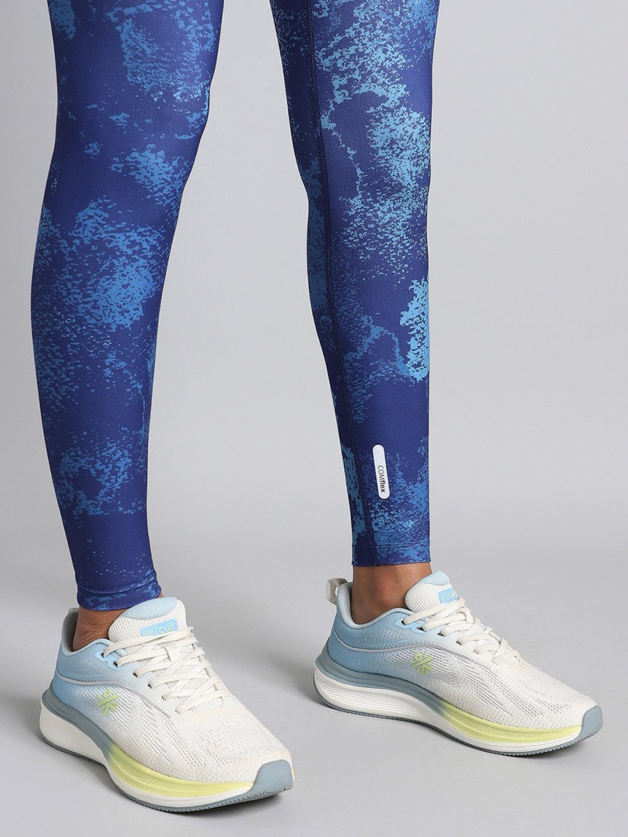 Women Blue Printed Train All Day Leggings