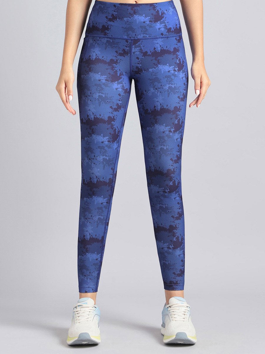Women Blue Printed Performance Leggings