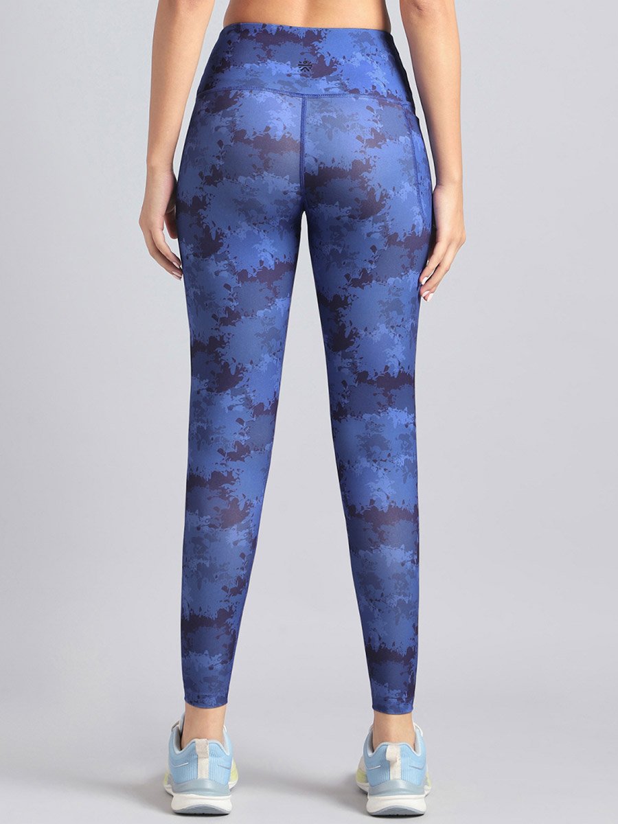 Women Blue Printed Performance Leggings
