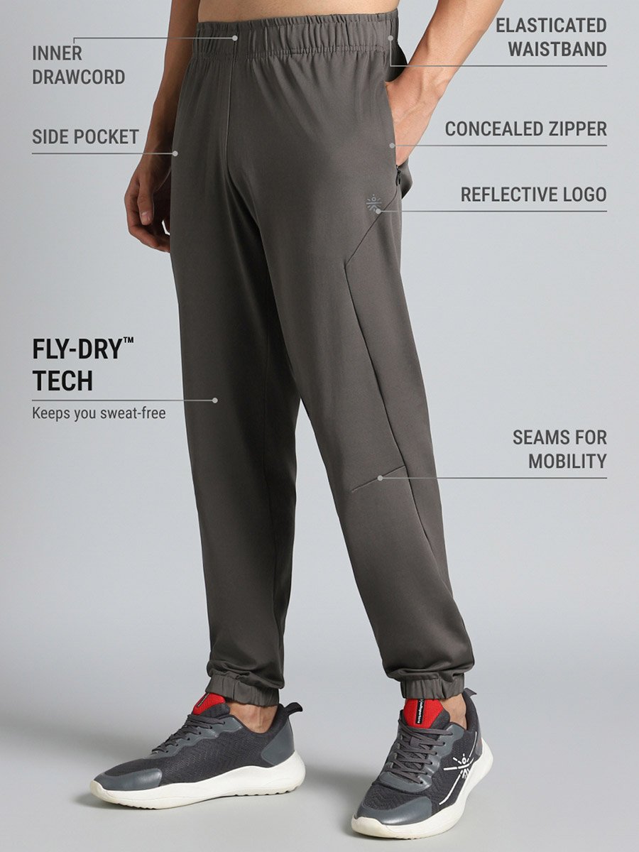 Men Dark Grey Pace Up Running Joggers