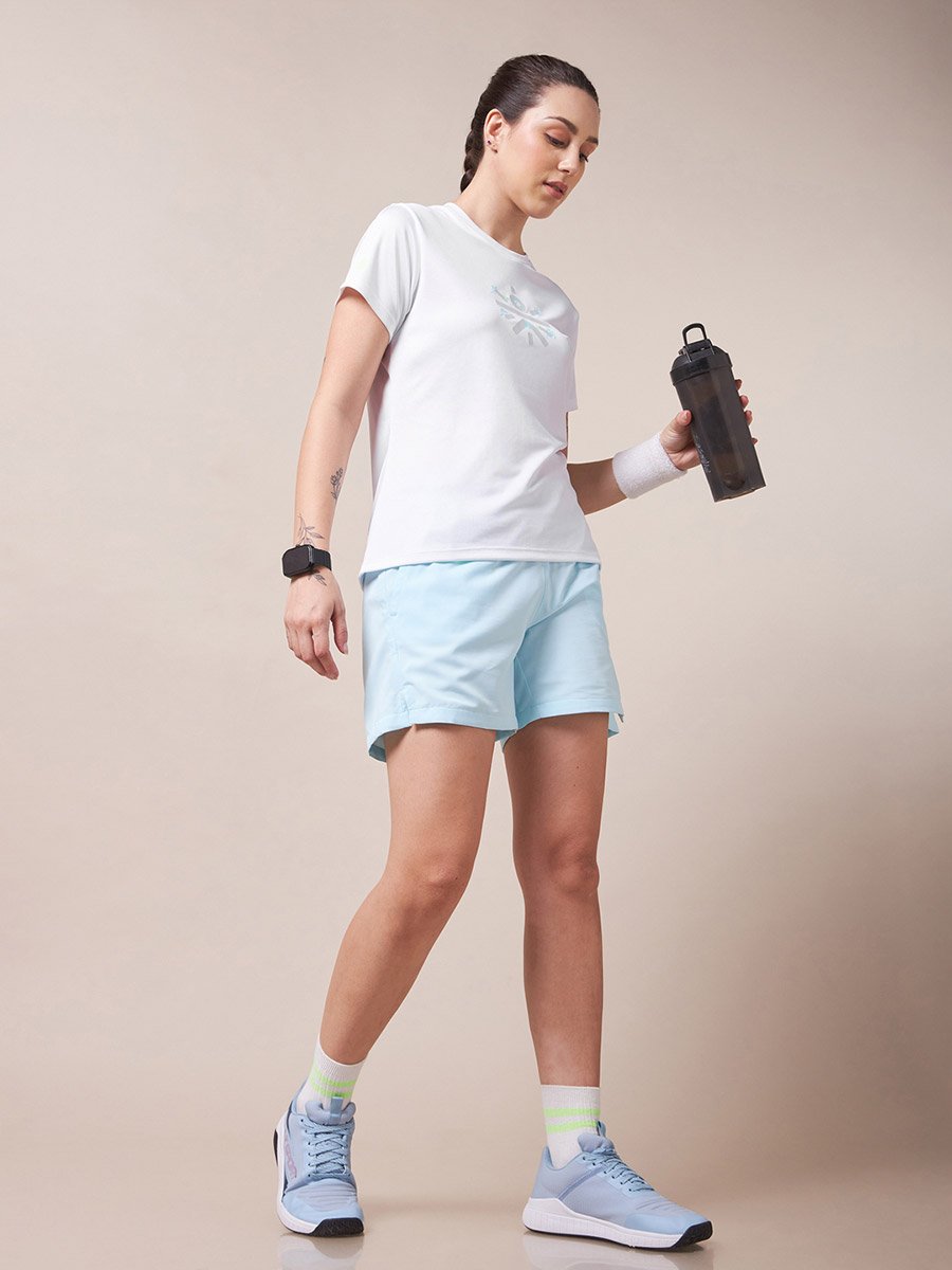 Women White Graphic Play Performance T-Shirt