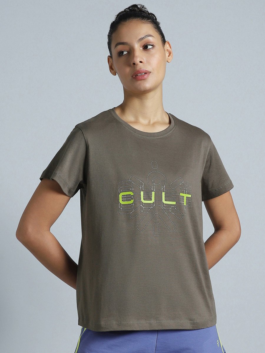 Women Grey Brand Carrier T-Shirt
