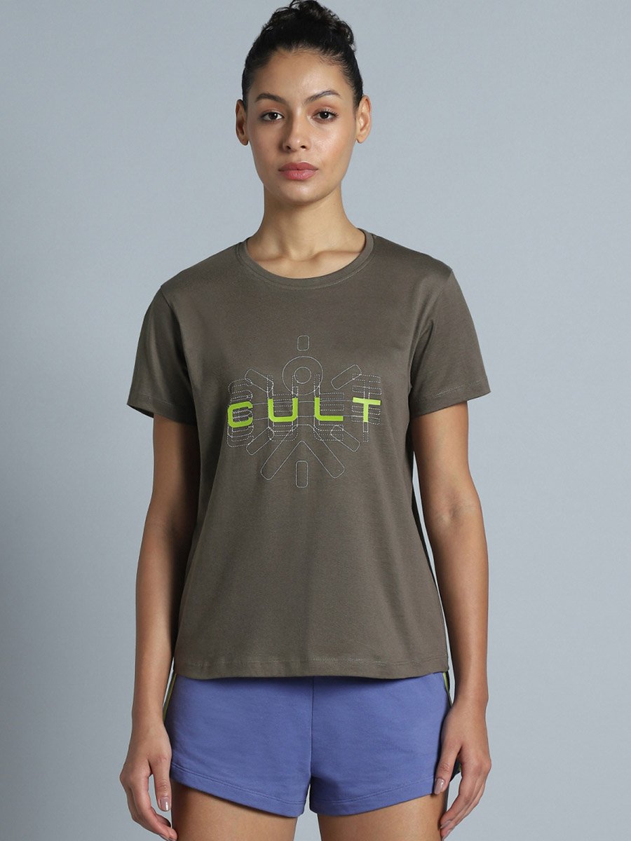 Women Grey Brand Carrier T-Shirt