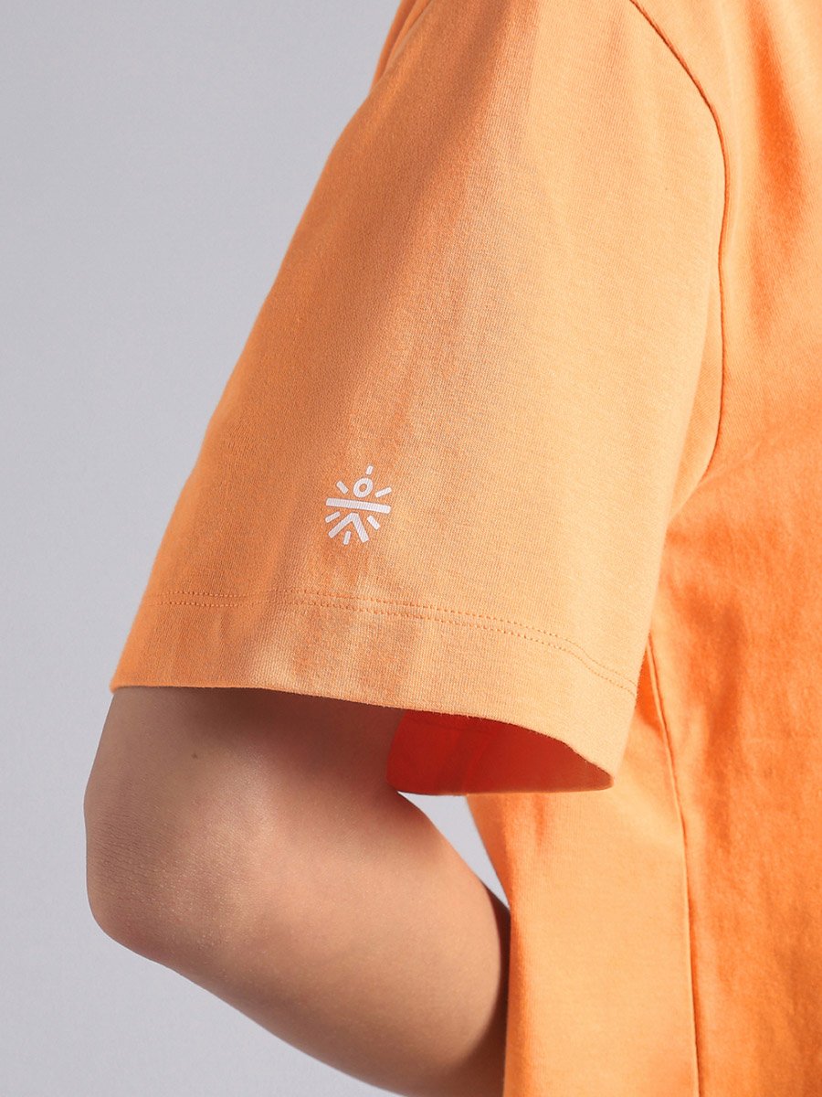 Women Orange Graphic Relaxed Fit T-Shirt