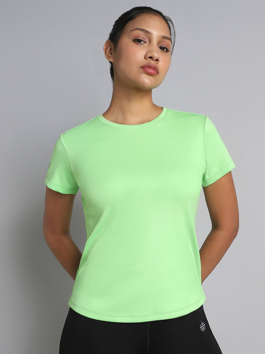 Women Neon Green Performance Recycled Poly T-Shirt