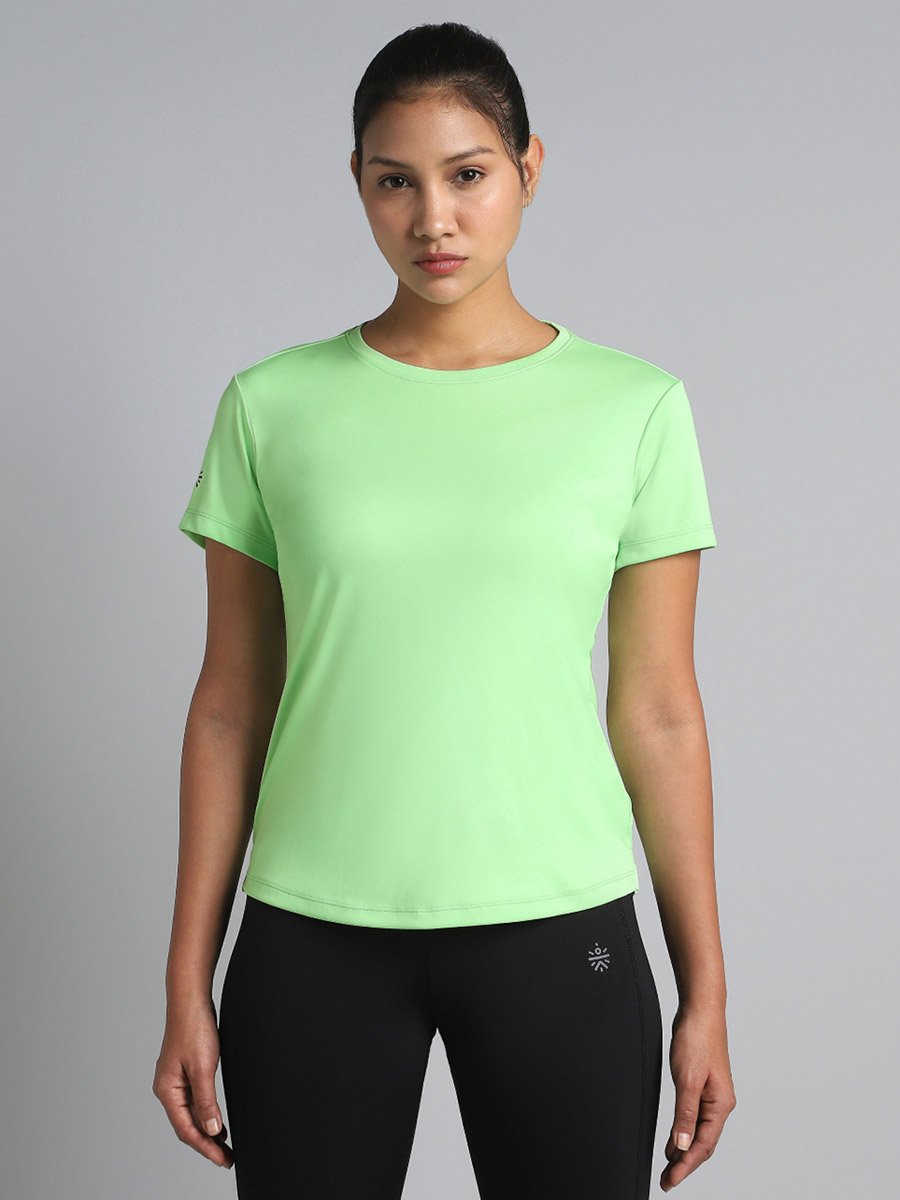Women Neon Green Performance Recycled Poly T-Shirt