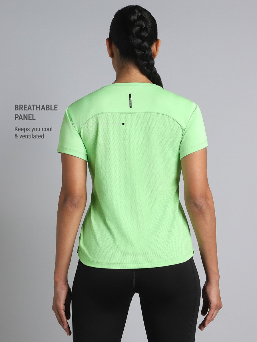 Women Neon Green Performance Recycled Poly T-Shirt