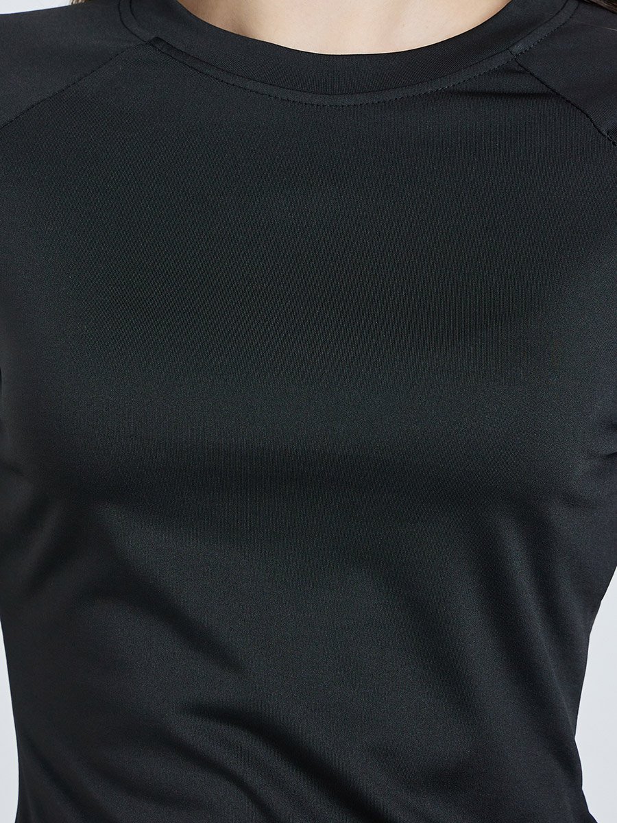 Black Solid Fitted T-Shirt and Leggings Co-Ords
