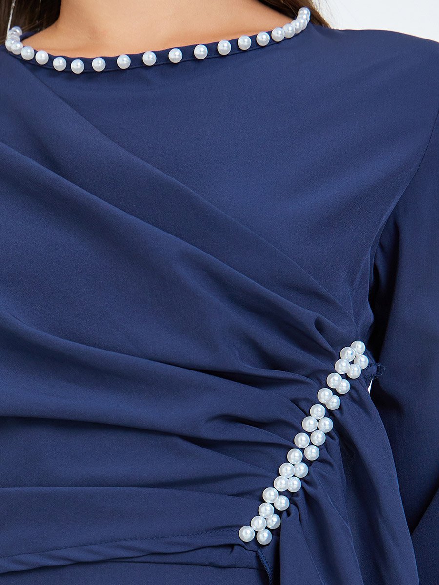 Women Blue Embellished A-Line Maxi Dress