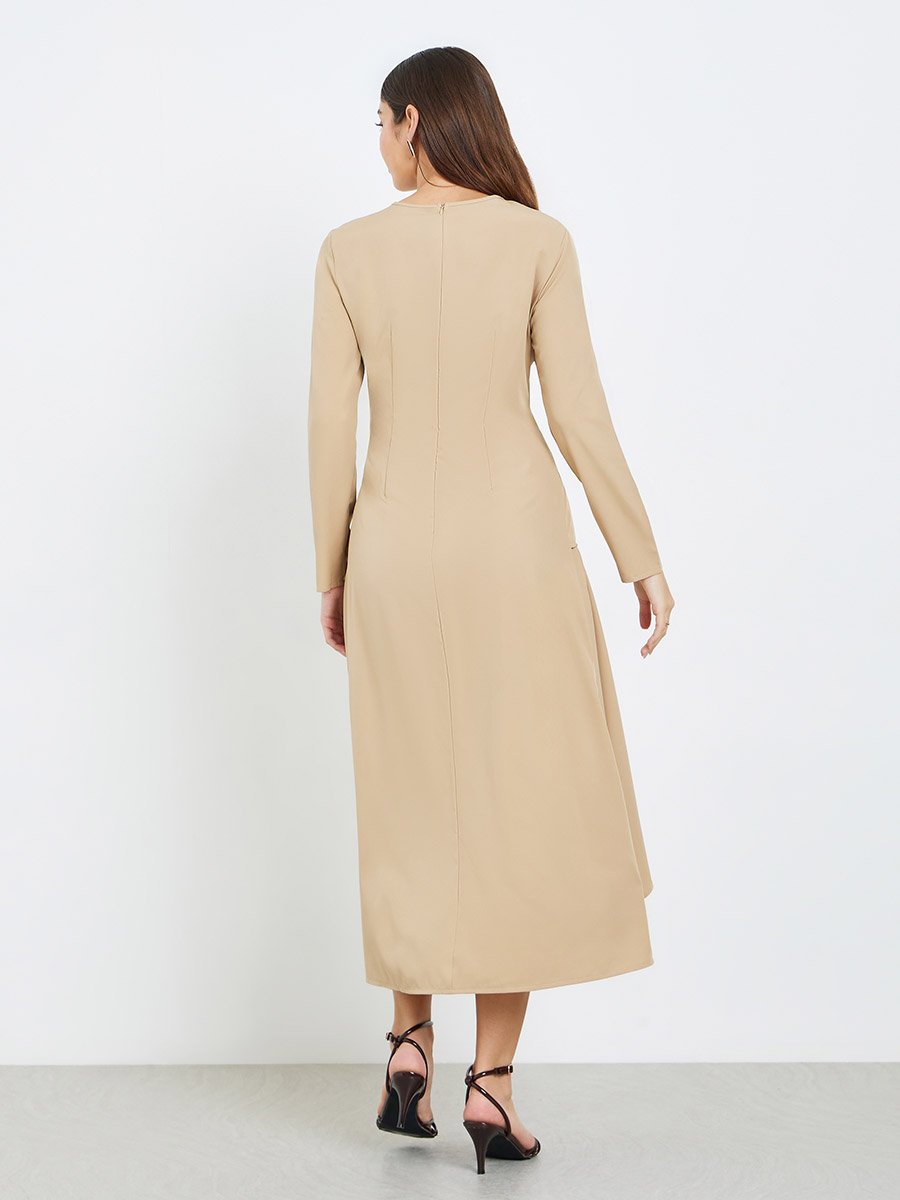 princess polly baby blue dress Women Beige Asymmetric Pleated Detail Midi Dress For Women at Saudi