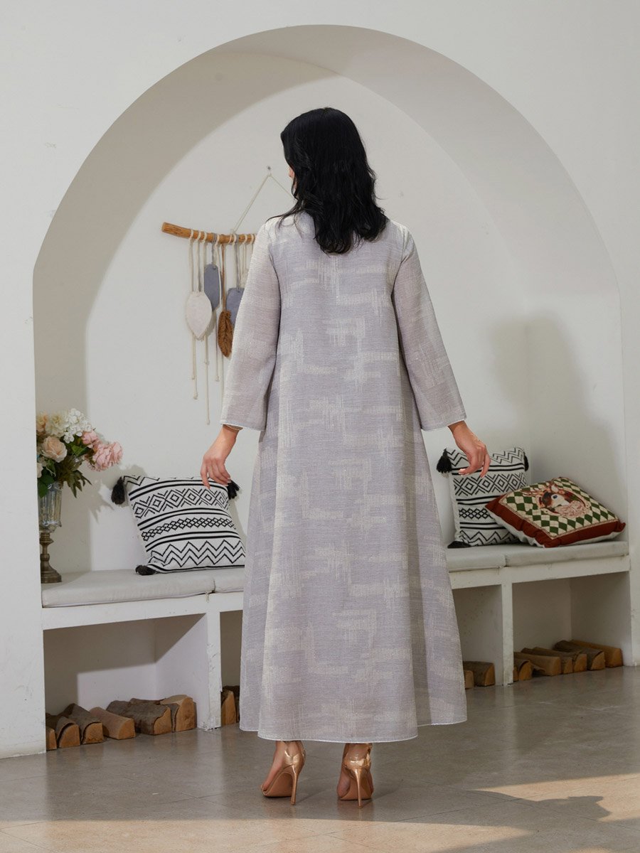 Women Textured Sequin Patch Detail A-Line Jalabiya