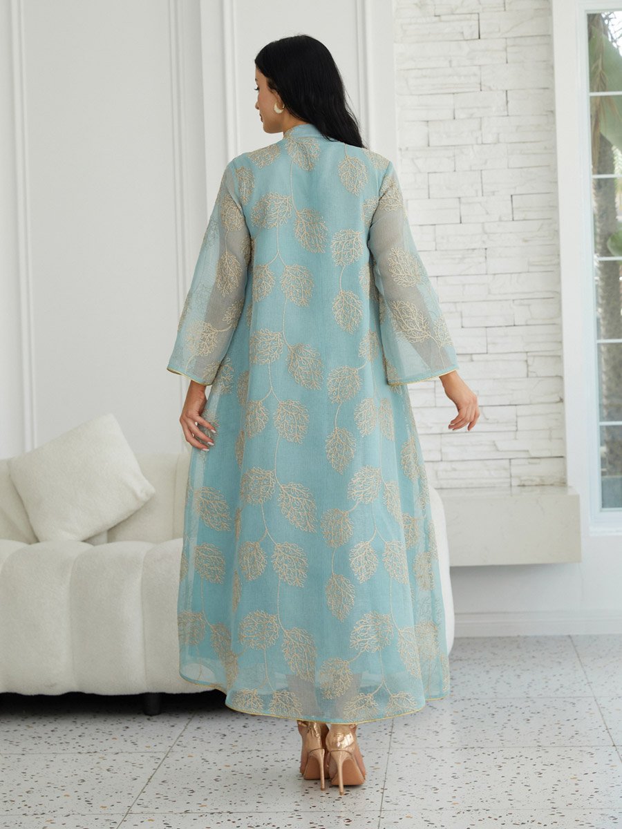 Women Textured Sequin Patch Detail A-Line Jalabiya