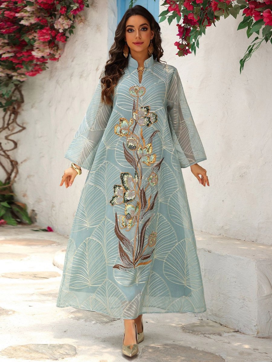 Women Textured Embellished Sequined Jalabiya