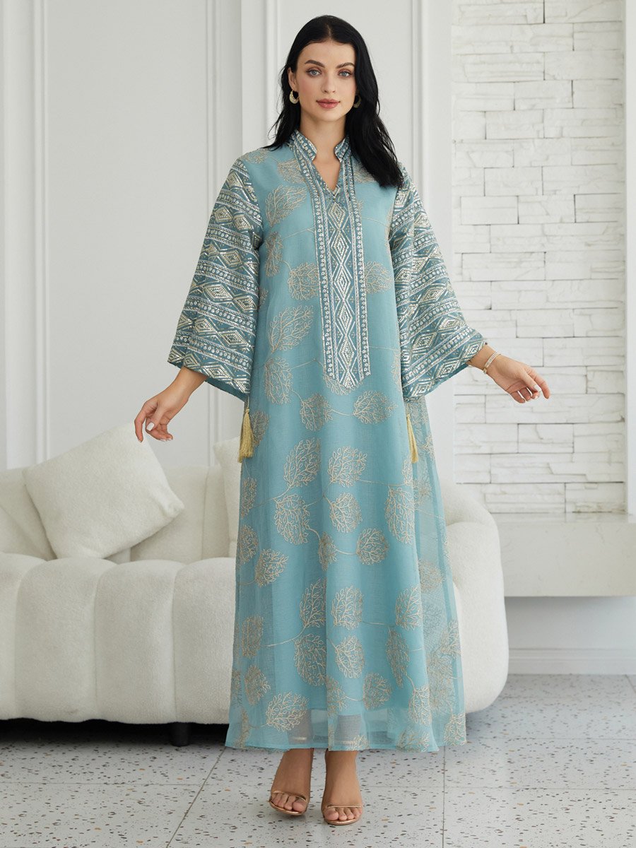 Women Textured Embellished Tasselled Sleeve Jalabiya