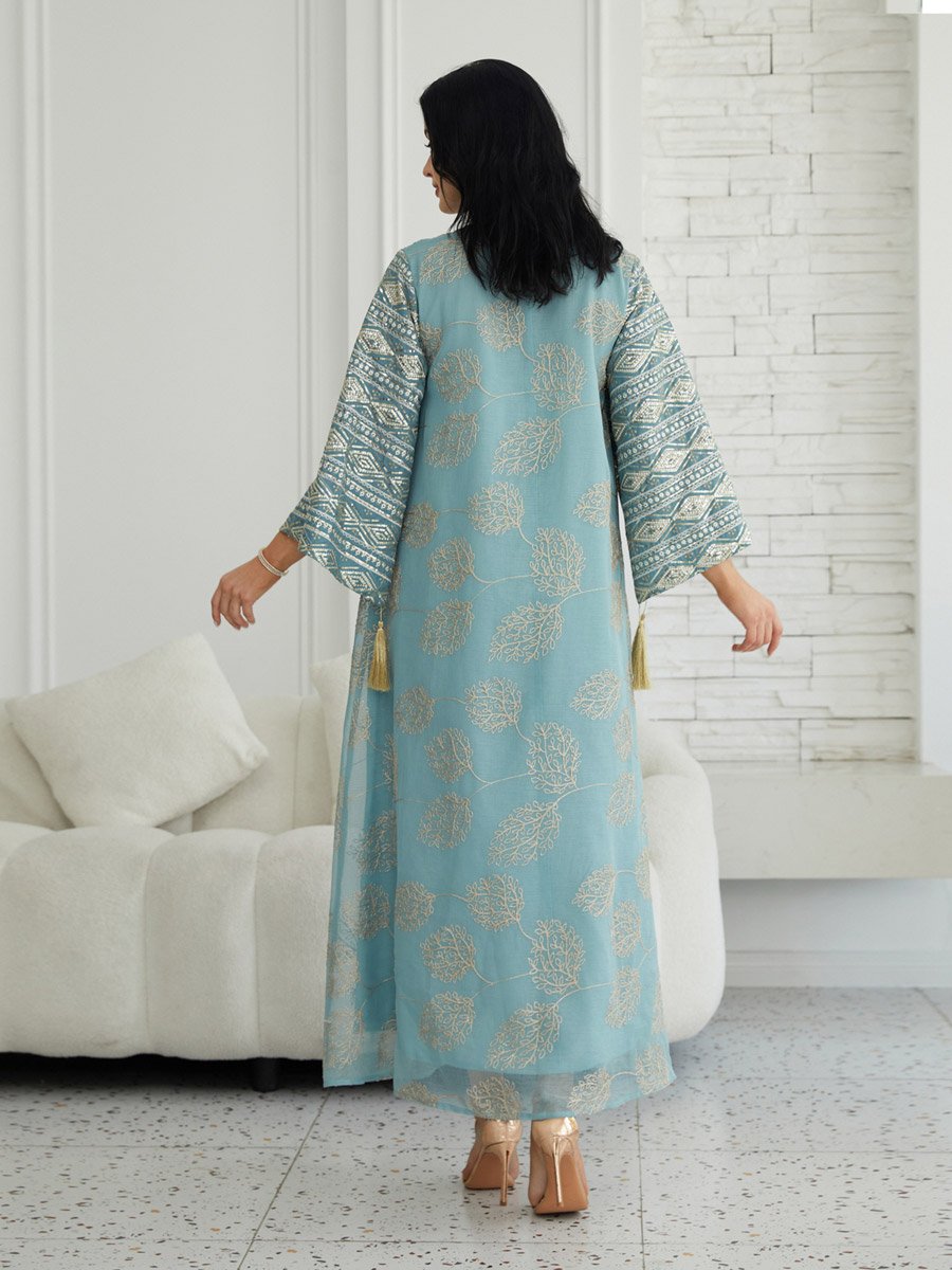 Women Textured Embellished Tasselled Sleeve Jalabiya