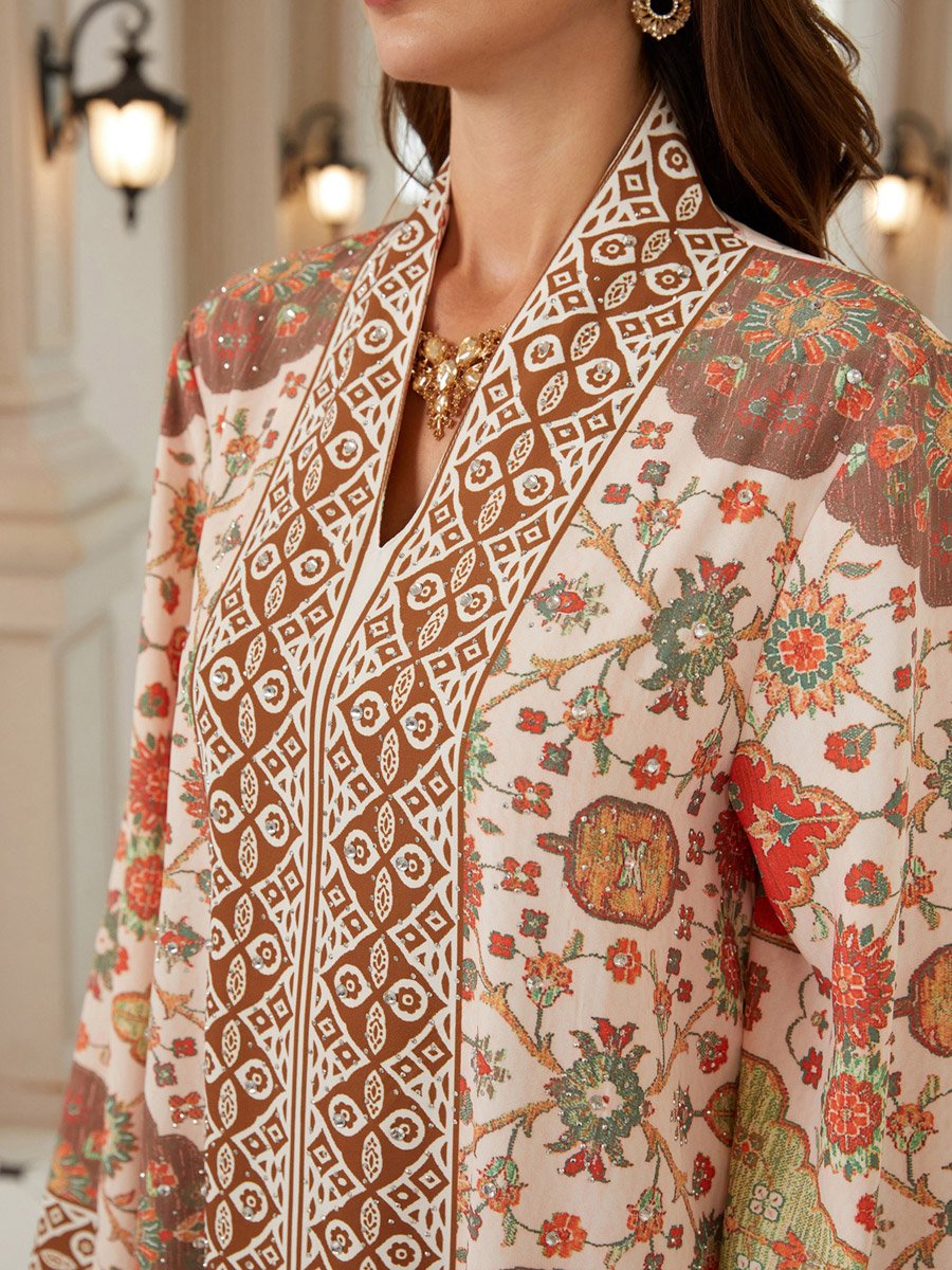Women Printed V-Neck A-Line Jalabiya