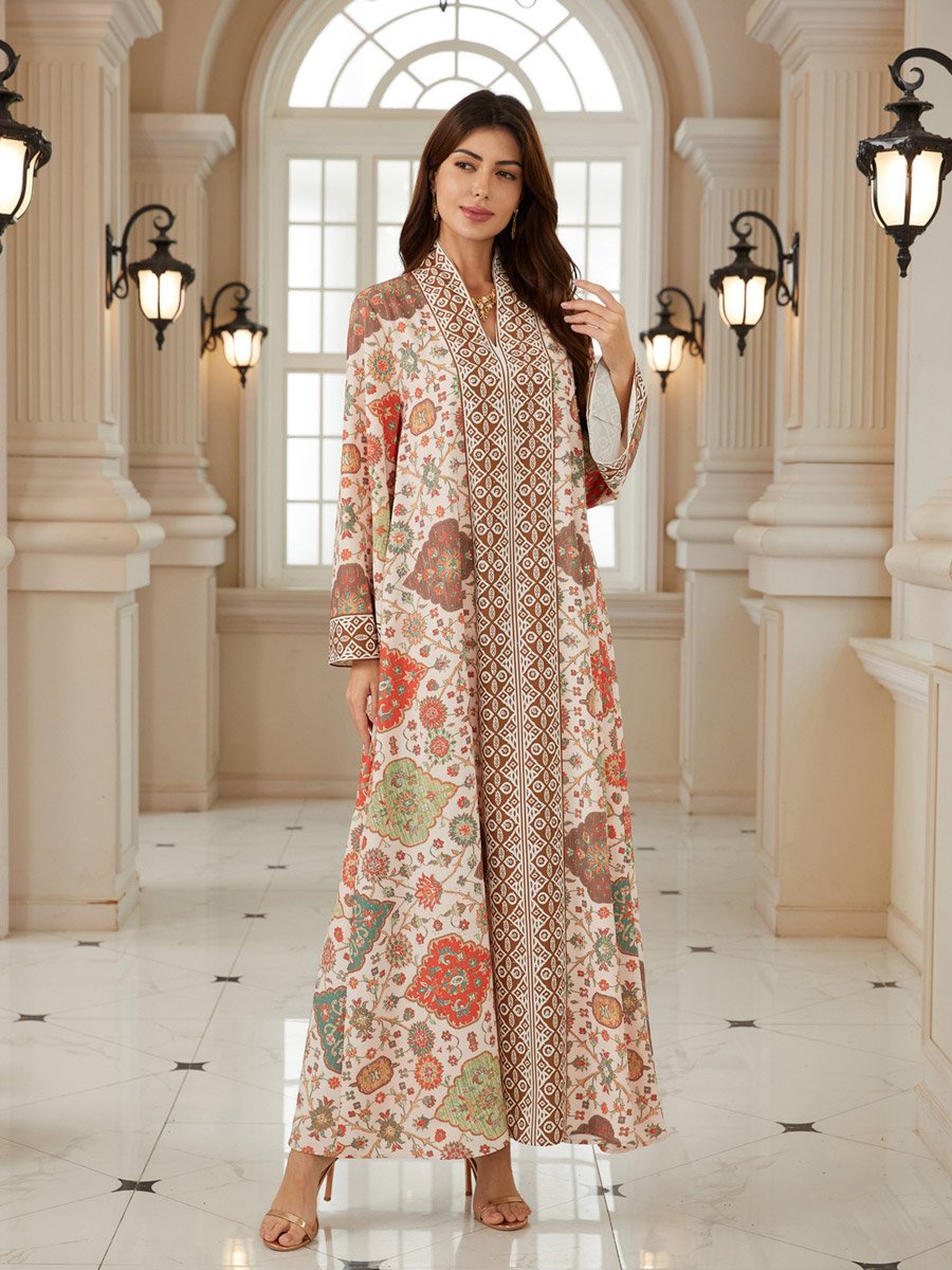 Women Printed V-Neck A-Line Jalabiya