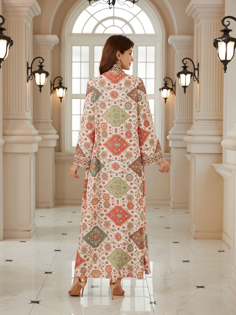 Women Printed V-Neck A-Line Jalabiya