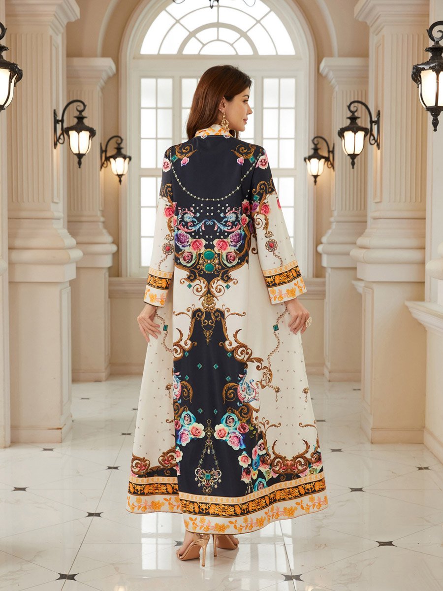 Women Printed V-Neck A-Line Jalabiya
