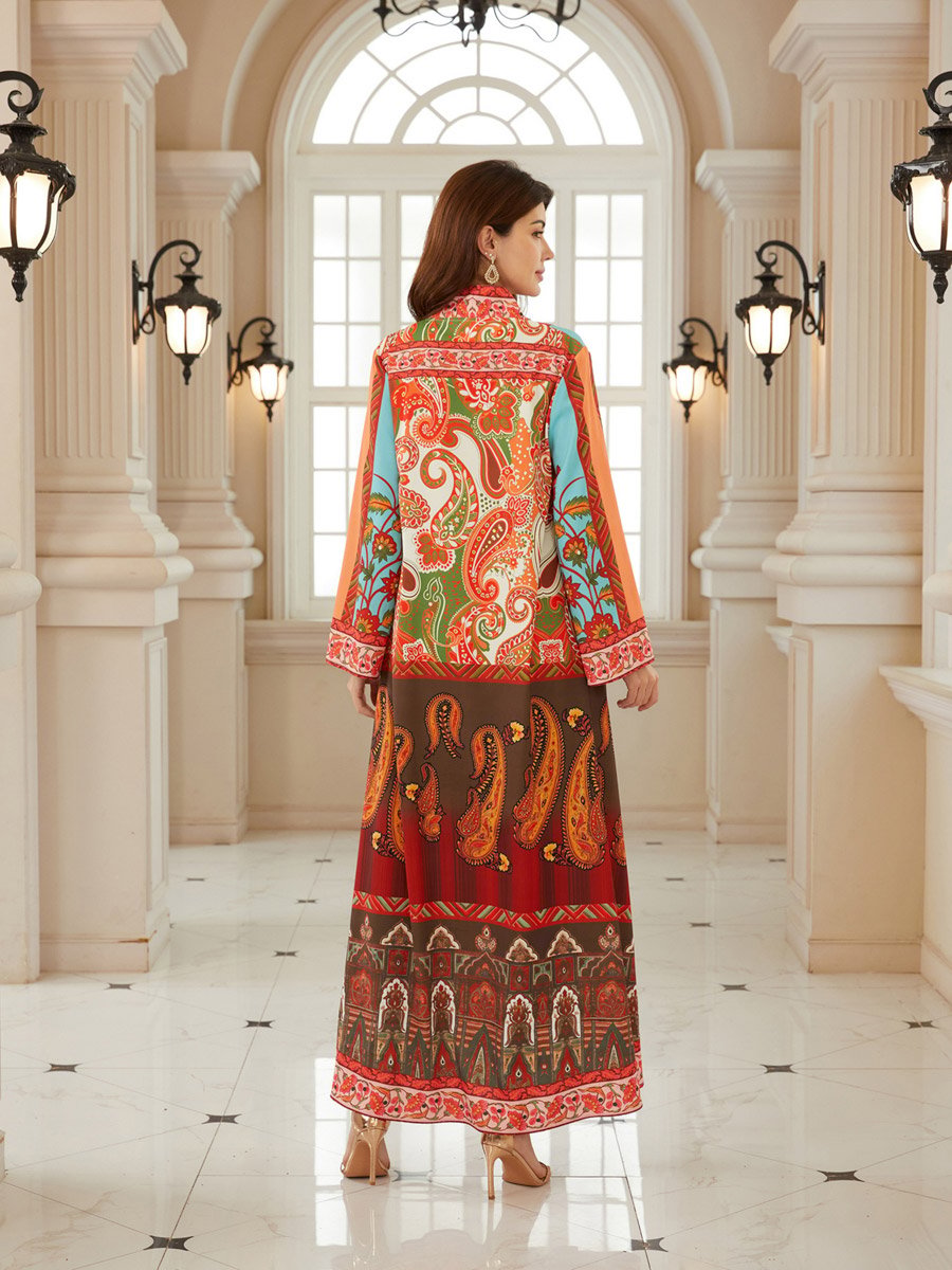 Women Printed V-Neck A-Line Jalabiya