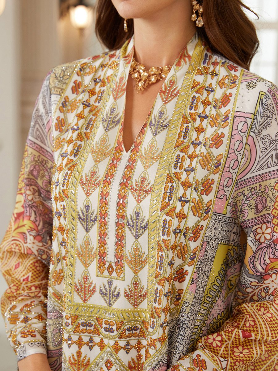 Women Printed V-Neck A-Line Jalabiya