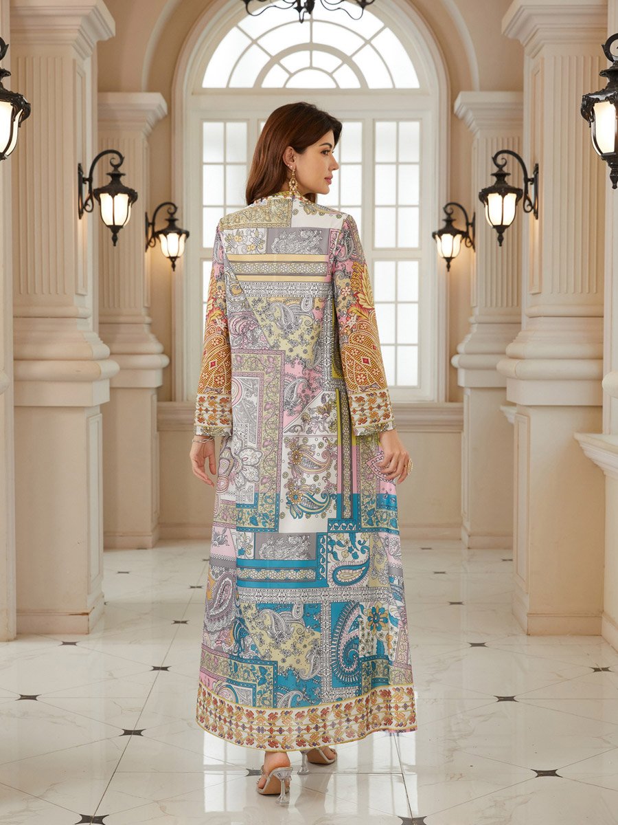 Women Printed V-Neck A-Line Jalabiya