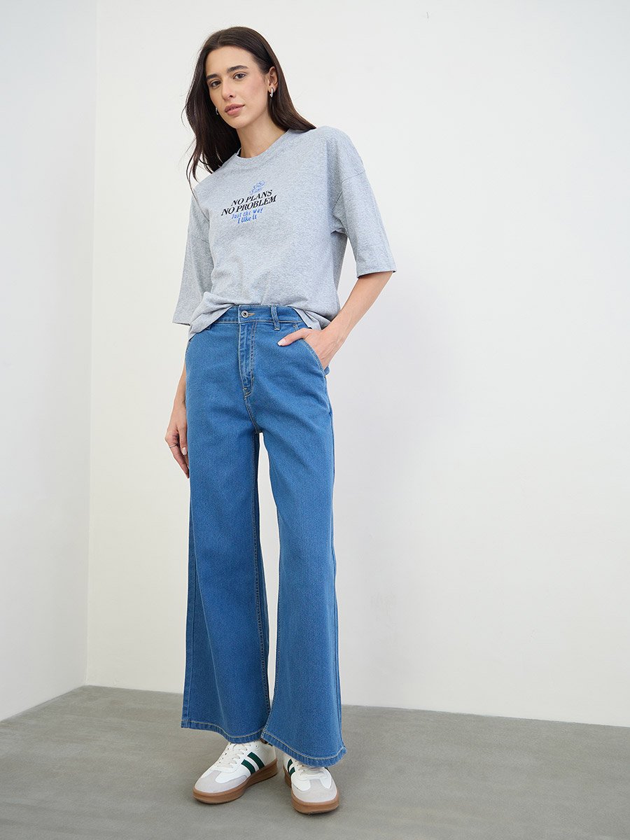 Grey Embroidered Oversized T-Shirt