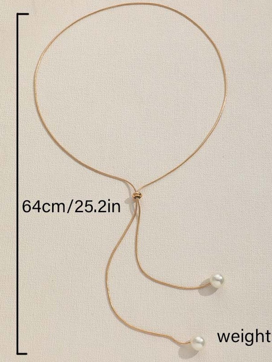 Faux Pearl Drop Gold Chain Necklace