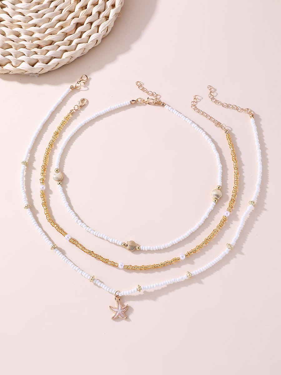 Pack of 3 - Beaded Beach Necklace
