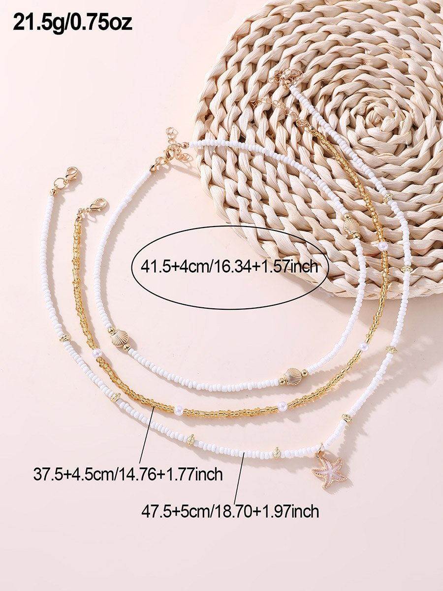 Pack of 3 - Beaded Beach Necklace