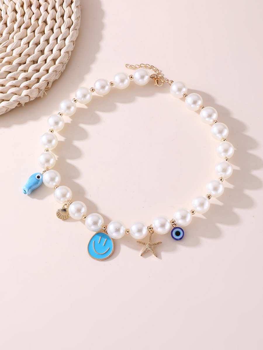 Pearl Necklace with Charm Pendants