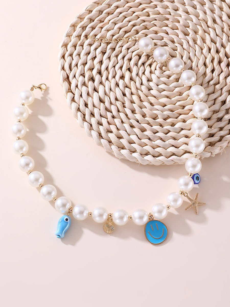 Pearl Necklace with Charm Pendants