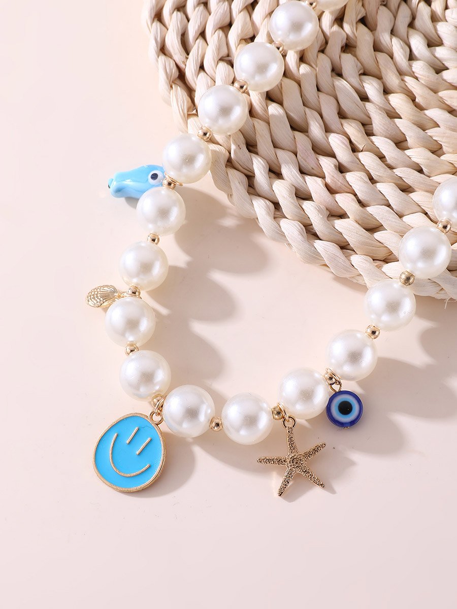 Pearl Necklace with Charm Pendants