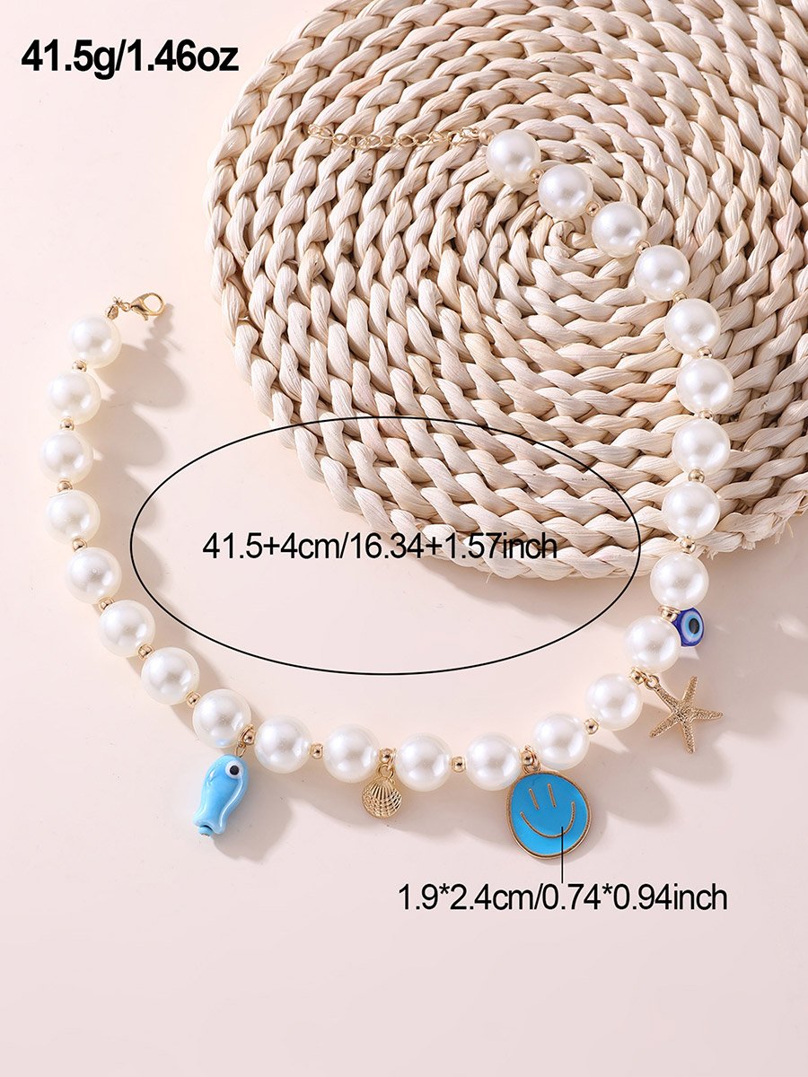 Pearl Necklace with Charm Pendants