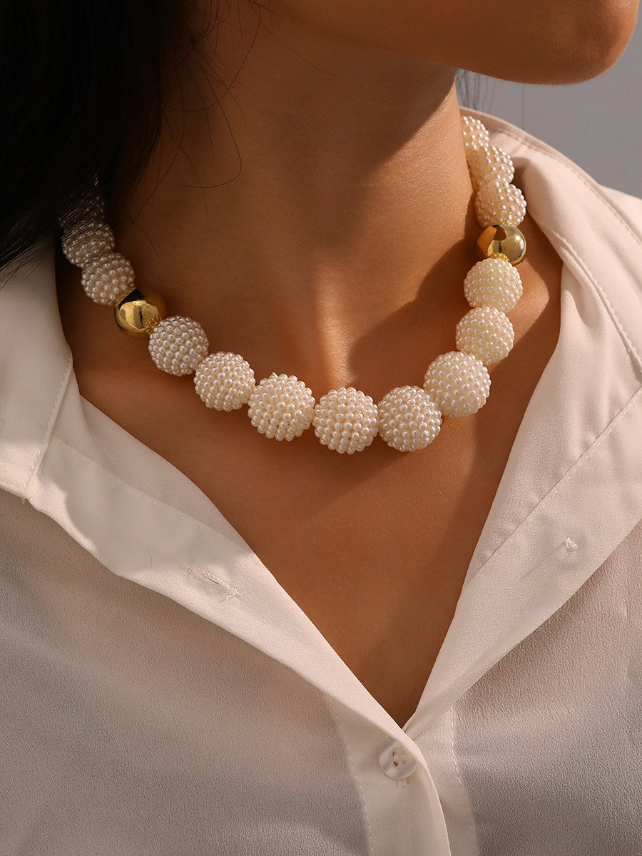 Faux Pearl Beaded Pearl Necklace