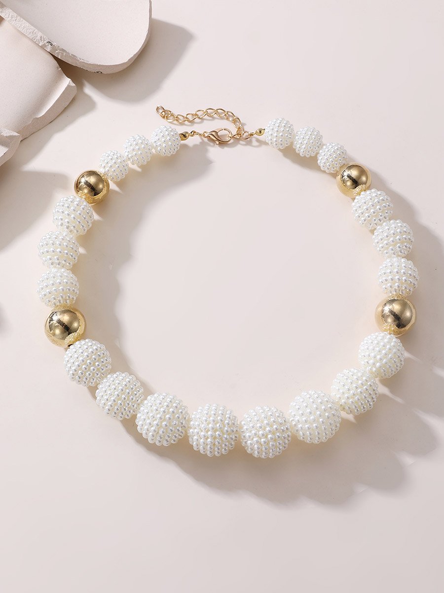 Faux Pearl Beaded Pearl Necklace