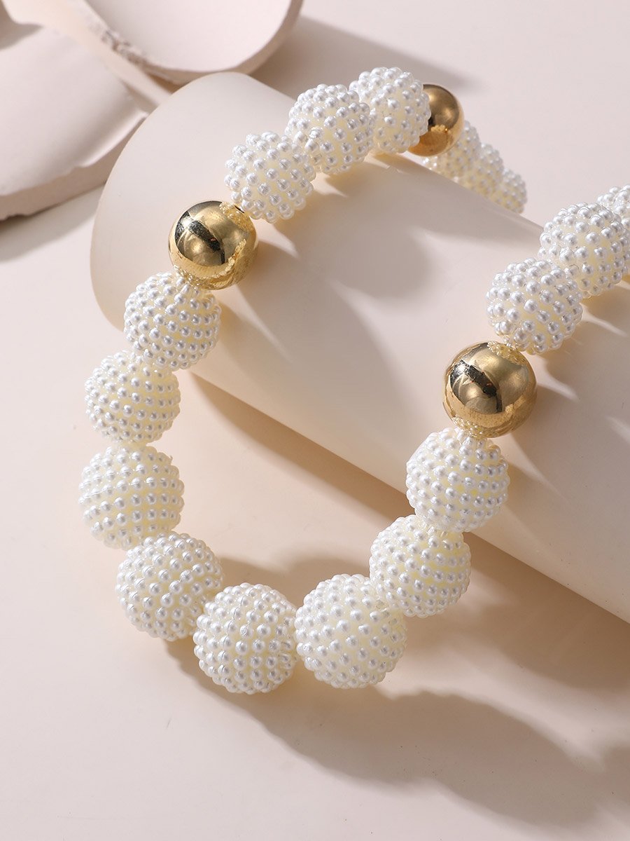 Faux Pearl Beaded Pearl Necklace