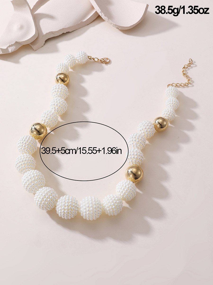 Faux Pearl Beaded Pearl Necklace