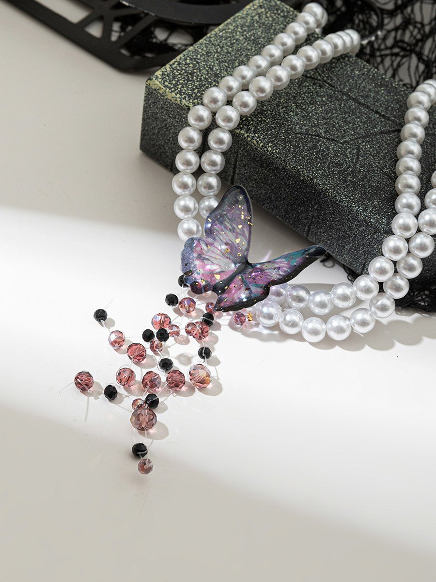 Blue Purple Pearl Choker Necklace