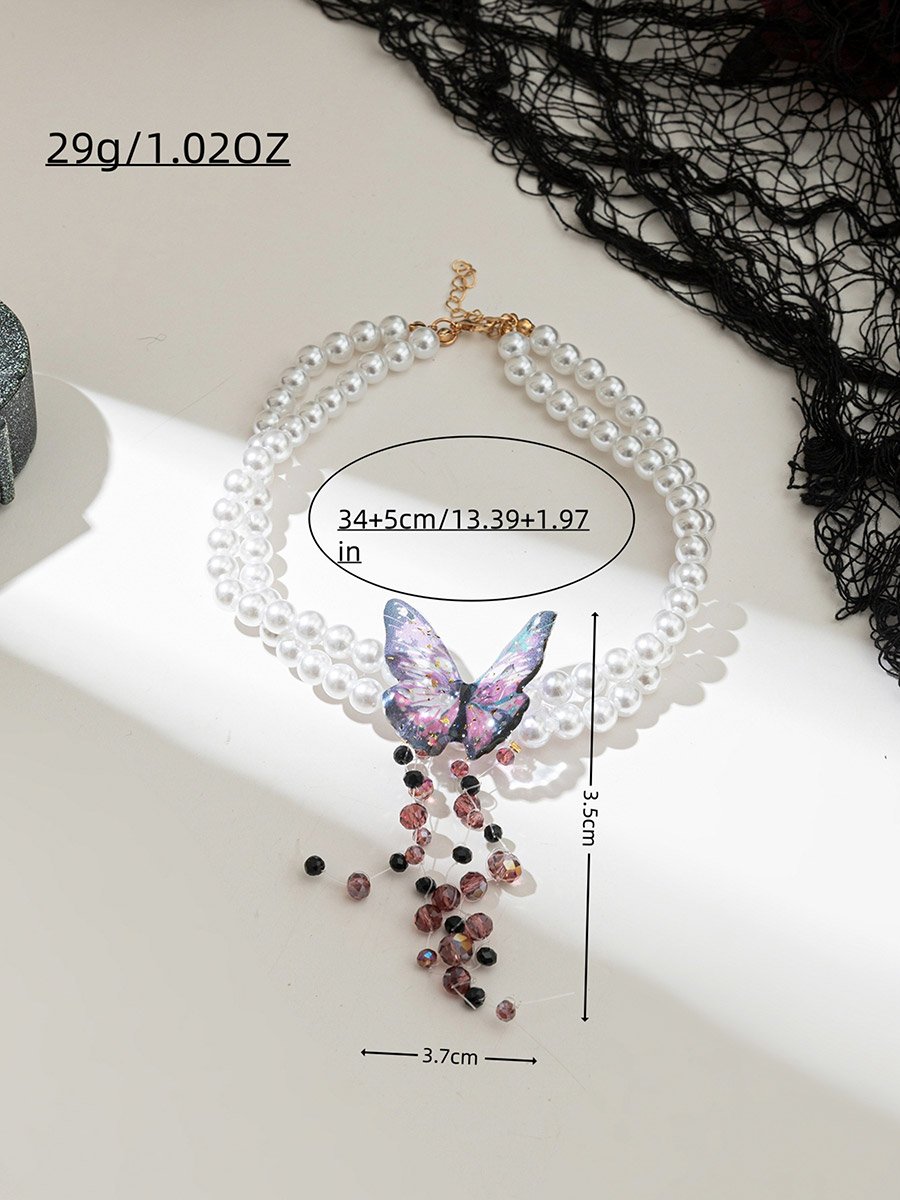 Blue Purple Pearl Choker Necklace